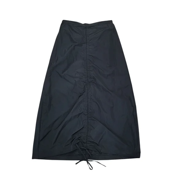 Bryn Walker Cleo Memory Crunch Flat Front Ruched Skirt Sleek Black Midi Womens S - Picture 3 of 17